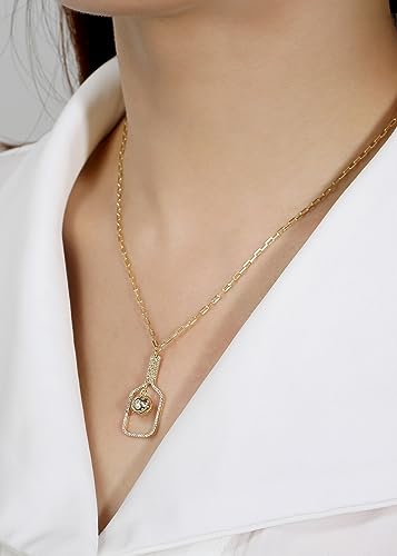 14K Gold Picklebelle The Volley Plus Crystals Charm Necklace in 925 Sterling Silver, Sterling Silver, Cubic Zirconia 5