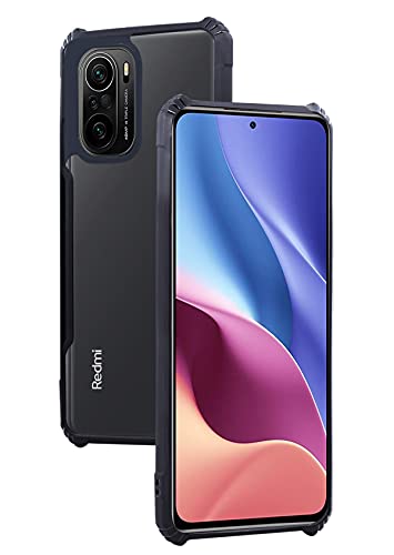 Image of Jkobi Back Cover Case for Xiaomi Redmi K40 (Crystal Glass Back | Camera Protection | Shockproof Bumpers | Professional Black)