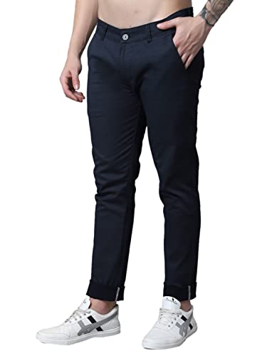 Image of Majestic Man Slim Fit Casual Trousers for Men (36, Dark Blue)