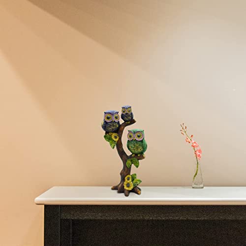 Image of PujaNPujari The Owl Family Showpiece Idol Sitting on Tree for Home and Office Decor