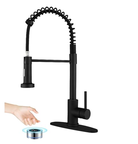 Grifo de cocina sin contacto monomando extensible con sensor automático negro 2