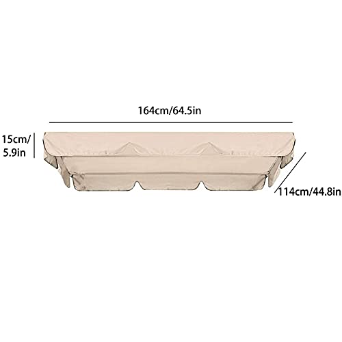 Jhgf, Patio Swing Canopy Waterproof Replacement Canopy Cover For 23 Seater Swing Chair Awning Glider Outdoor Sunproof Chair All Weather Protection Porch Swings, Beige, Three Seater164×114×15Cm #TOP3
