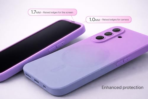 Image of amazon basics Gradient Mag-Safe Case for Samsung Galaxy A17 / M17 / F17 5G | Soft Silicone Shockproof Cover with Camera Protection | Slim Lightweight Design | Smooth Touch & Durable - Purple & Gray