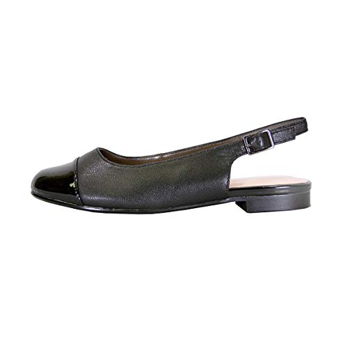 Peerage Kennedy Women's Wide Width Slingback Casual Leather Flats with Patent PU Round Toe Cap3