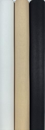 Image of KCS 3 pc of 15 inch x 18 inch(38cmx45cm) 18 Count Cross Stitch Cotton Aida Cloth Needlework Rolled Fabric Box,18CT,White+Khaki+Black