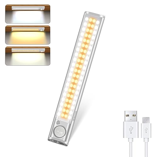 DFGOTOP Motion Sensor Lights Indoor Rechargeable, Kitchen Lights Under Cabinet Led Night Light USB for Wardrobe Kitchen Stairs [Energy Class A+++] (A58-22)