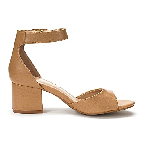 Image of DREAM PAIRS Women's Chunky Heel Sandal | 2.2 inch chunky block heels,open toe with ankle strap buckle, classic comfortable heeled sandals,wedding party dress shoes