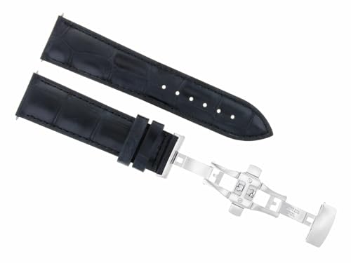 Ewatchparts 22mm Leather Watch Band Strap Compatible With Tissot 1853 Automatic Deployment Clasp Black