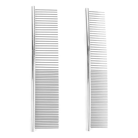 2-Pack Pet Steel Combs Dog Cat Comb Tool for Removing Matted Fur, Prevents Knots and Mats for Long and Short Haired Pets Cover