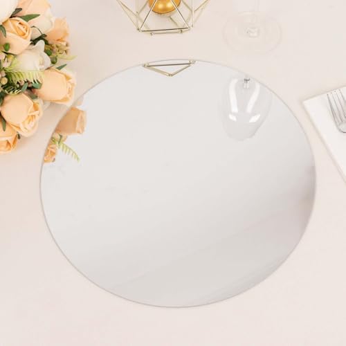 10 platos decorativos redondos espejo de plástico plateado 13" miniatura 2