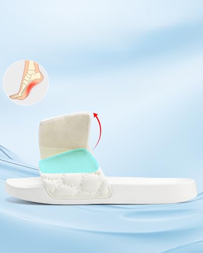 Pyrathon Womens Slides Sandals Slippers with Hook And Loop Pool Flip-flops 5UK,White - Image 4