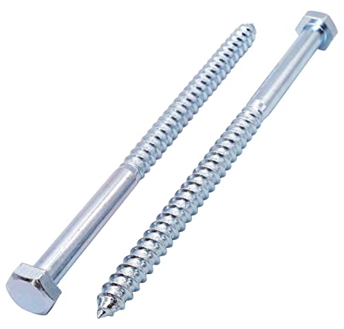 SKIR'CO (12 pcs) DIN 571 Zinc Plated Steel Hexagon Head Wood Screws M12 x 200 mm, Coach Screws, Hex Screw, Lag Bolts