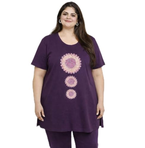 Image of In Love Women's Plus Size Longline T-Shirt with Side Pocket, 3 /4 Sleeve, Crew Neck