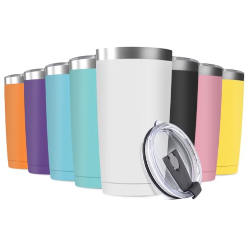 Deitybless 8 Pack 20oz Tumbler Vacuum Insulated Travel Mug with Lids, Stainless Steel Double Wall...