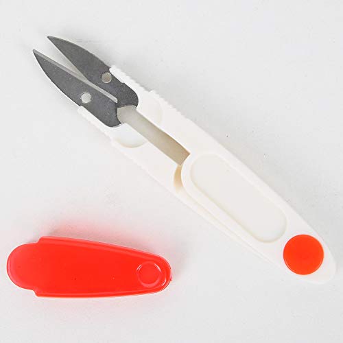 PROLOSO 20 Pcs U-scissors Thread Clippers for Sewing Thread Snips with Cover Thrimming Nippers Stitch Sewing Yarn Cutter