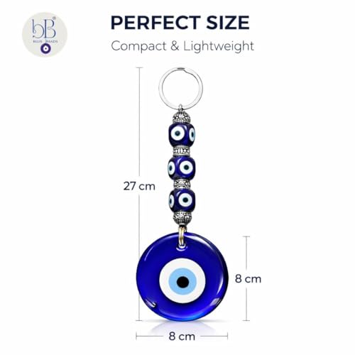 Image of BLUE BEADS Turkish Feng Shui Vastu Blue Glass Evil Eye Hanging /Door Hanging Nazar Batu for Protection and Good Luck - Perfect for Gifting Home or Office (Latest-EE)