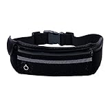 Gürteltasche für Frauen Männer Mesh Atmungsaktive Gürteltasche Leichte Reflektierende Laufende Handyhalter Gürteltasche Mit Kopfhörerloch (Black)