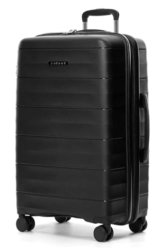 SISET Urban Wave Maleta de Viaje Mediana Expandible (68x44x25/30cm), Fabricada en Polipropileno, 4 Ruedas Dobles Silenciosas y Cerradura Combinación TSA. (Mediana), (86L), (3.6kg), (Negra).