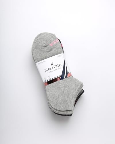 Image of Nautica Womens Low Cut Socks - 6 Pack Soft Stretch Breathable Mesh Cushioned Athletic Performance No Show Socks for Women