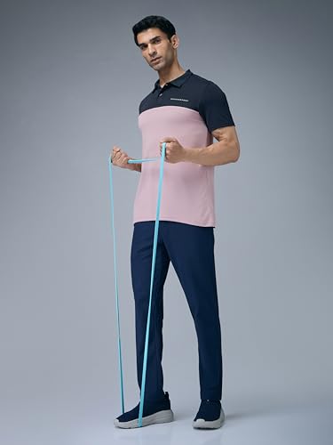 Image of TECHNOSPORT Men's Slim Fit Color Block Half Sleeve Polo Neck T-Shirt with Technocool+, UPF50+ Sun Protection for Gym, Sports & Regular Use