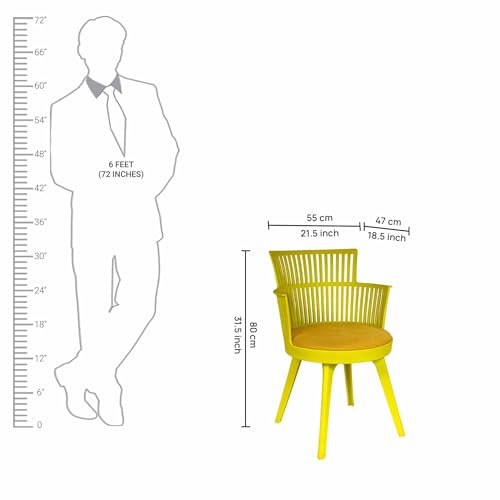 Image of Creative Accent Cafe Chair Vibrant and Eye-catching, These Yellow armchairs Feature an Open slatted Back, Supportive armrests, and Cushioned Seats Perfect for Dining | CS-1221 /P2 (Yellow)