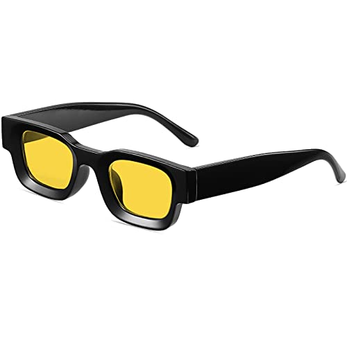 AIEYEZO Modern Thick Rectangle Sunglasses for Women Men 90s Retro Chunky Square Polarized Sun Glasses UV400 Protection