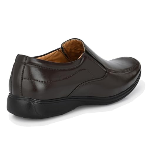 Image of Leatherkraft Stacked Heel Formal Slip-On Shoes