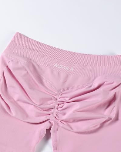 Image of AUROLA Influence Workout Shorts for Women,2.5 3.5 4.5 5.5 6.5 No Roll Up Squat Proof Scrunch Seamless Compression Gym Short