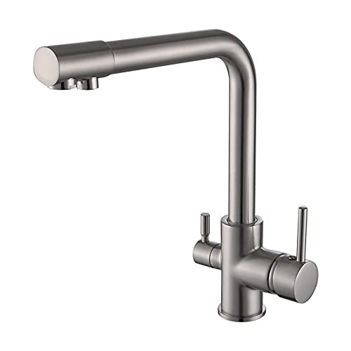 Robinet de cuisine double trou en cuivre NBYGSC contre le calcaire eau pure