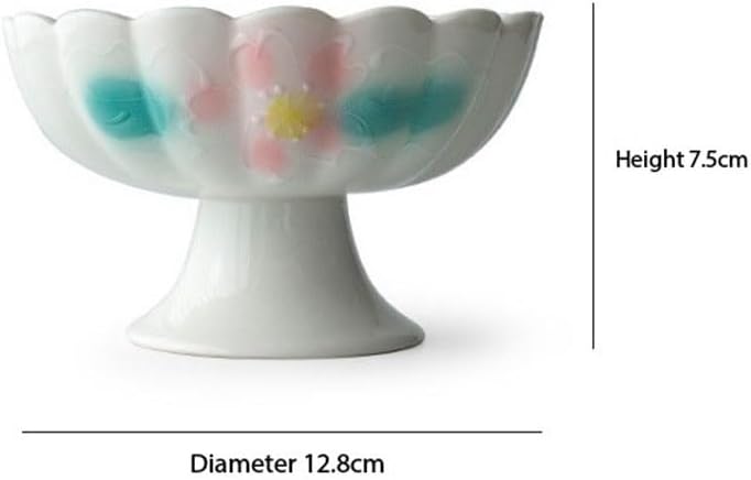 Ceramic Hand Painted High Legged Fruit Snack Plate of Dried Fruits for Afternoon Tea Snacks
