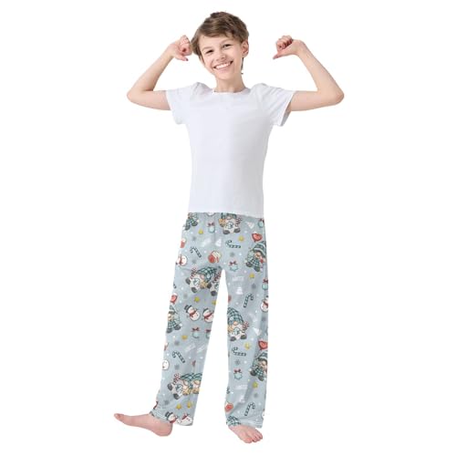 Xmas Gnome Snowman Boys Long Pants Soft Trousers Elastic Waist Kids Lounge Bottoms with Pockets S-XL2