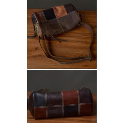 Retro Messenger Shoulder Bags Mens Waist Packs Genuine Leather Travel Bags Casual Daypacks Crossbody Bags 15Inch3