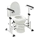 OasisSpace Toilet Safety Rails - Stand Alone Toilet Rail 350lbs, Adjustable Medical Toilet Frame, Heavy Duty Bathroom Toilet Hand Rail for Elderly, Handicap, Disabled and Pregnant