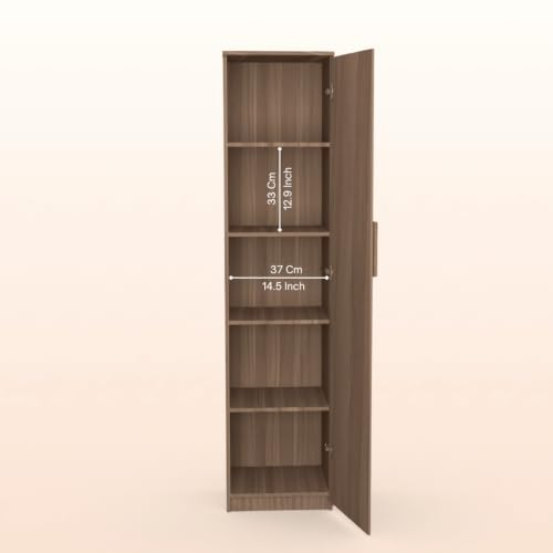 Image of COUCH CULTURE Adona Engineered Wood Wardrobe for Clothes with 1 Door | Storage Organizer | Storage Cabinet for Kitchen | Multipurpose Almirah for Bedroom, Living Room | 1 Year Warranty - Leon Teak
