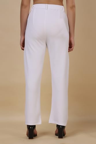 Image of Women's Polycotton Comfort Fit Straight Trousers - Lightweight, Flexible & Skin-Friendly Pants for Work, Travel & Casual Style