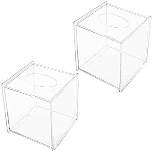 Mygift Premium Clear Acrylic Tissue Box Cover Holder, Countertop Facial Tissue Holder For Bathroom, Kitchen, Office Or Bedroom, Set 2 #TOP6