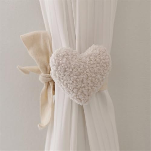 Herfair Lot de 2 embrasses de rideaux en forme de cœur - Embrasses en corde - En forme d'amour - Pour décoration de chambre d'enfant - Beige