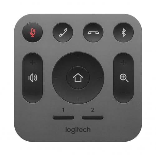 Image of Logitech 993-001389 MeetUp Video Conferencing Camera Remote Control - Bluetooth, Control from Anywhere in the Room, Compact, User-Friendly, Ergonomic Design, Graphite (Renewed)