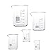 LATRAT 5stk Abgestufter Messbecher Glas Becherglas, Becherglas Borosilikatglas Bechergläser für Labor Laborglas Hitzebeständig Labor Messbecher Glas, 5ml 10ml 25ml 50ml 100ml Set