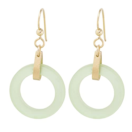 Round Light Sage Green Recycled Glass And 14K Gold Filled Earrings Unique Handmade Sea Glass Jewelry Gift Idea For Women Fun Dangle Statement Earrings For Summer #TOP16