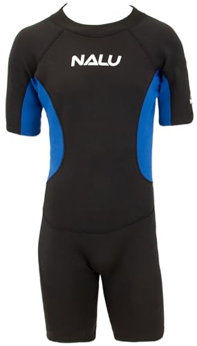 Adults Shortie Wetsuit 3mm Neoprene Stretchy Swimming Surfing Diving Skin Shorty Wet Suit for Men & Women (Blue, 36 Chest)