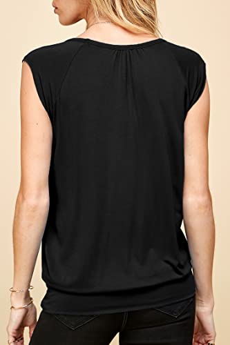 LL WT1054 Womens Solid Short Sleeve Sweetheart Top M Black by Lock and Love - Image 10