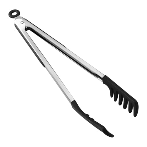 Pinzas de espaguetis | Pinzas de silicona para espaguetis | Herramienta de 30 cm para fideos con mango de acero inoxidable para aparador y barbacoa