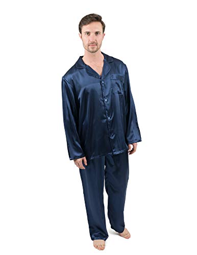 Leveret Mens Satin Pajamas Christmas 2 Piece Pajama Set Size Small-XXX-Large