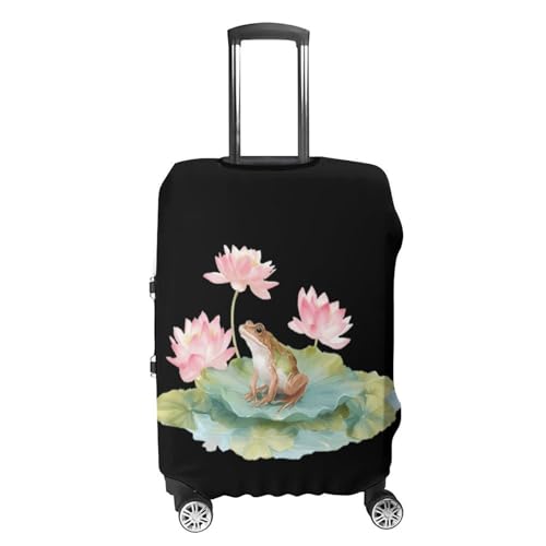 Frog Sitting on Lotuss Leaf Luggage Covers Washable Travel Suitcase Cover Elastic Baggage Protector4