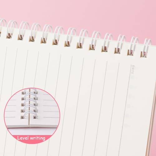 OFFCUP Notizbuch A5 Liniert, 4 Stück Spiralblock Notizheft, 60 Blatt/120 Seiten Notizblock, Notizbücher Schulheft Notebook Spirale Notizblock zum Tagebuch, College, Konferenz, Reise (Meersalzblumen)