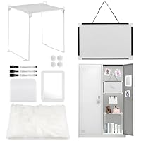12 Pcs Locker Organizer and Decorating Kit, First Day of School Essentials for Girl Marble Print Whiteboard with Markers Locker Shelf Plush Area Rug String Light Mirror Magnetic Cup and Magnet