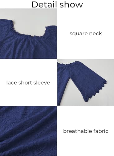 Image of MIHOLL Women's Lace Off Shoulder Tops Casual Loose Blouse Shirts