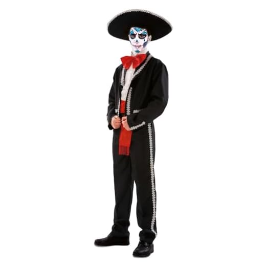My Other Me - Disfraz Mexicano Hombre, talla XXXL. Incluye chaqueta y pantalón negros con detalles plateados, pajarita y fajín rojo. ¡Ideal para fiestas temáticas!
