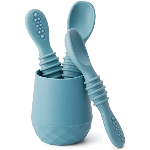 SAMiGO SGCS01 Hellblaue Babylöffel mit Becher 4er-Set